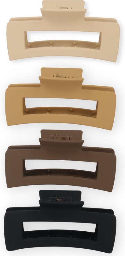 Haarklemmen - Haarclips - 4 Stuks - Haarklem - Haarklemmen Dames - Bananenklem - Haarspeld - Haarklauw - Haarklem Groot - Haarclip Groot - Haarspelden Dames - Voor Vrouwen - Blond - Karamel - Bruin - Zwart