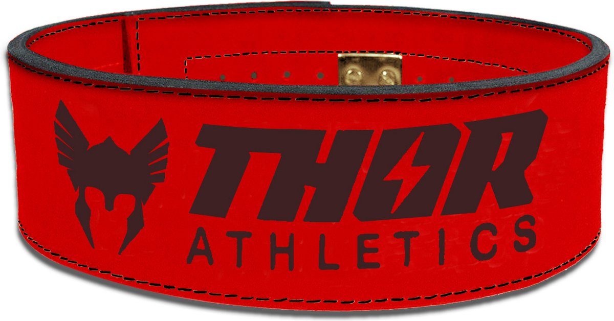 Thor Athletics - Powerlift Riem Rood - Lifting Belt - Clip Sluiting - Gewichthefriem - Krachttraining Accesscoires - Powerlifting - Bodybuilding - Deadlift - Squat - Maat (M)