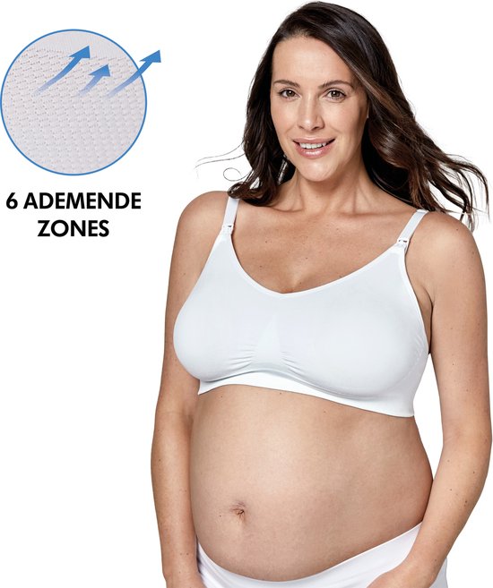 Medela Keep Cool Ultra bh - Naadloze voedingsbh - Zwangerschapsbh met 6 ademende zones - Soft Touchmateriaal - Comfortabel en ondersteunend - Wit - S