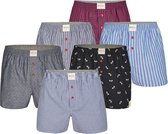 Phil & Co 6-Pack Geweven Wijde Boxershorts Heren Multipack 6-Pack - Maat M - Losse boxershort heren