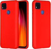 Voor Geschikt voor Xiaomi Redmi 9C Pure Color vloeibare siliconen schokbestendige volledige dekking beschermhoes (rood)