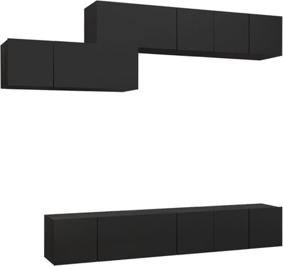 vidaXL-7-delige-Tv-meubelset-spaanplaat-zwart
