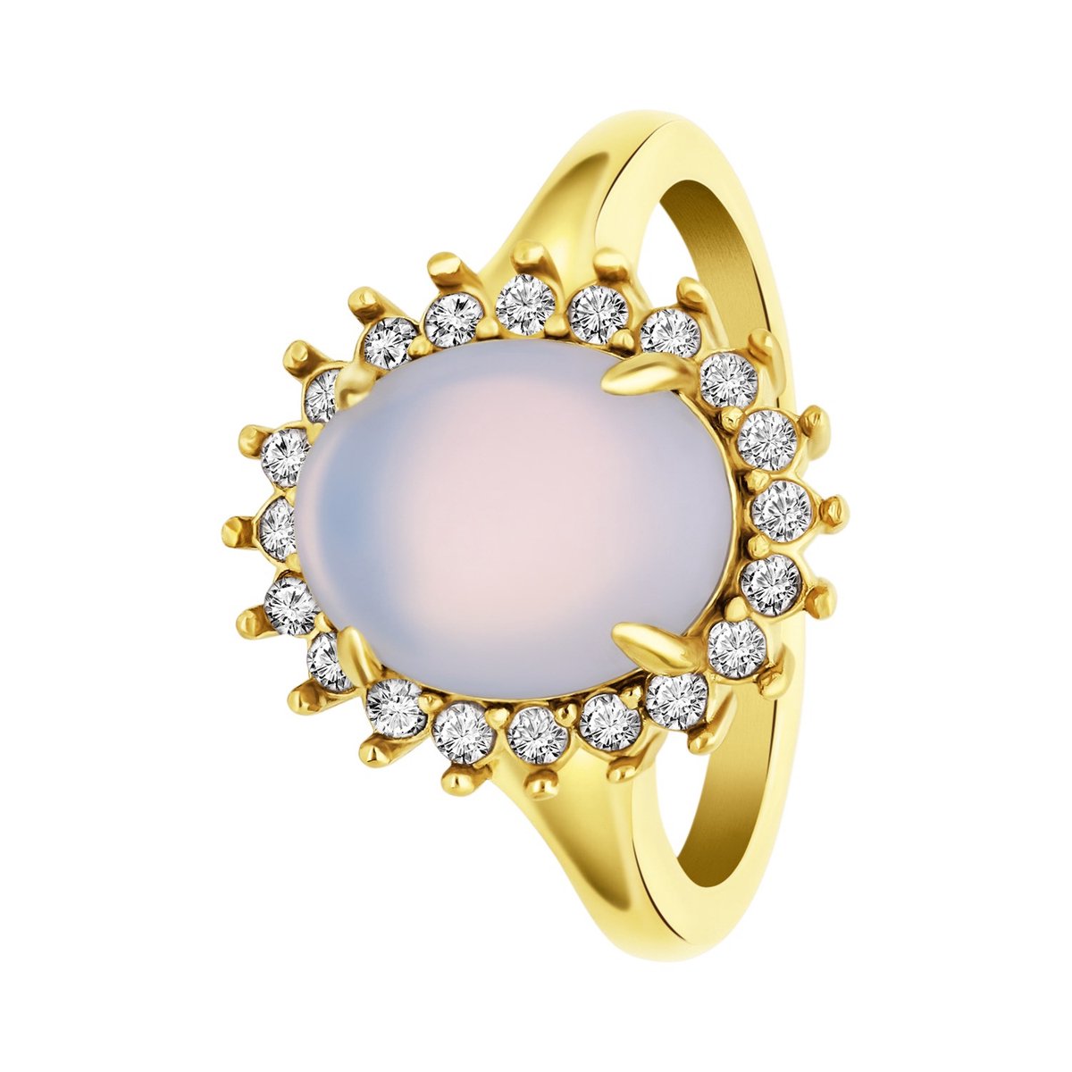 Lucardi Dames vintage ring met bloem opaal – Maat 53 – 17mm - Ring - Cadeau  - Staal... | bol.com