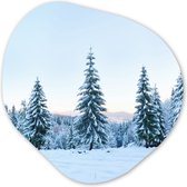 Organische Wanddecoratie - Kunststof Muurdecoratie- Organisch Schilderij - Winter - Sneeuw - Bomen- 60x60 cm - Organische spiegel vorm op kunststof - Kerstdecoratie in huis - Kerstmis