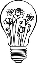 Gloeilamp met bloemen -- Lightbulb with Flowers Woondecoratie Wooninrichting Wonen Muurdecoratie Woonidee Lasercut Hout Houten Uniek Cadeau Wall Art Interieurinrichting Decoratie Interior Deco
