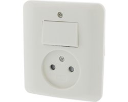 Uni Inbouw Combinatie - Stopcontact en Schakelaar - Wissel - Polarwit