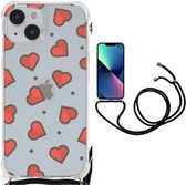 Hippe Hoesje Geschikt voor iPhone 14 Plus Smartphone hoesje met doorzichtige rand Hearts