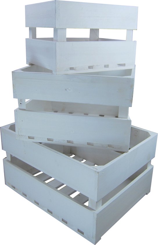 Pompoenkisten set van 3- Kisten set van hout - 3 stuks in set - kleur wit PHdesign - opbergkisten - fruitkisten  pompoen kerstpakket - cadeaupakket -valentijn