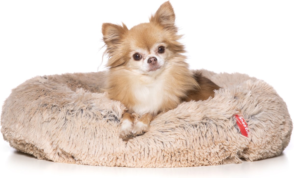 Snoozle Donut Hondenmand - Zacht en Luxe Hondenkussen - Wasbaar - Fluffy - Hondenmanden - 50cm - Beige - Snoozle