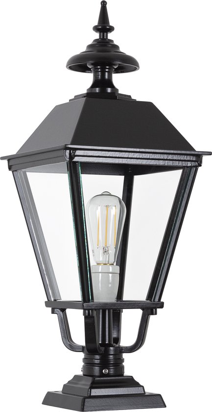 HMAKGG LED Paalverlichting Buitenlamp Vierkant Klassiek, Gegoten Aluminium Sokkellamp Met Acryl Lampenkap, Ip55 Waterdichte Tuinpadlamp Zwarte Hek Paallamp,M