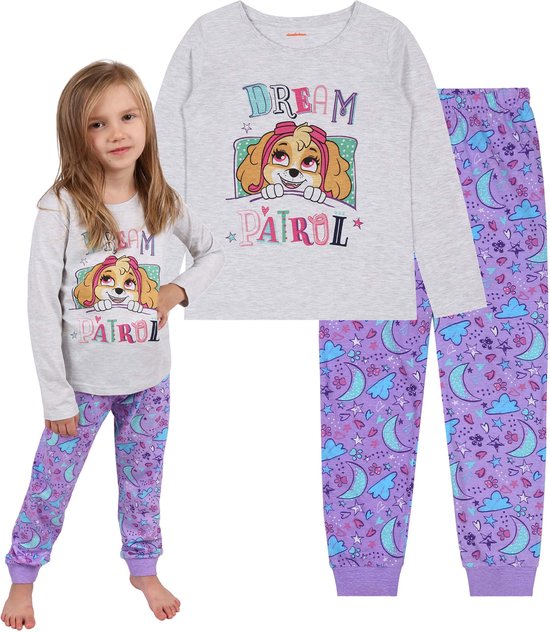 PAW Patrol SKYE - Meisjes pyjama met lange mouwen, grijs, paars / 98