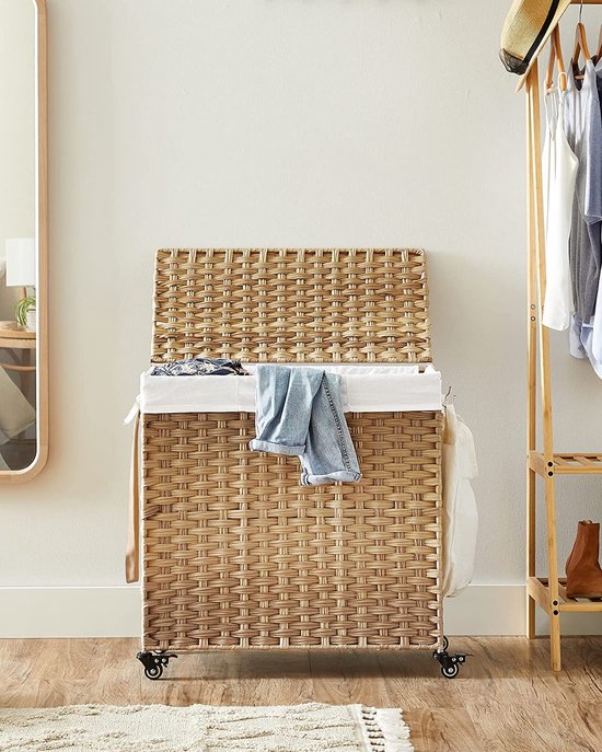 MIRA Home - Panier à Linge - Rangement à Linge - Naturel - Osier - 140L