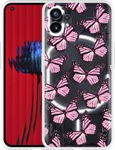 Nothing Phone (1) Hoesje Roze Vlinders - Designed by Cazy