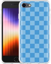 iPhone SE 2022 hoesje Blauw Dambordpatroon - Designed by Cazy
