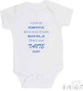 100% katoenen Romper "Voor dit rompertje ben ik nog te klein maar wil je straks mijn Tante zijn? " Jongens Katoen Wit/blauw Maat 62/68