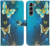 iMoshion Hoesje Geschikt voor Samsung Galaxy S23 Plus Hoesje Met Pasjeshouder - iMoshion Design Softcase Bookcase - Blauw / Blue Butterfly