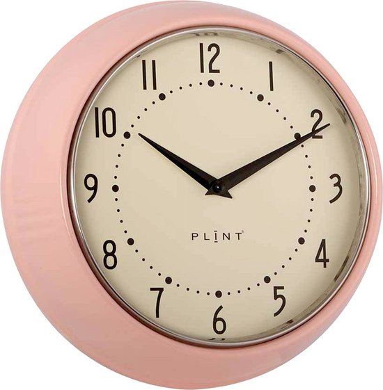 PLINT Horloge Murale Rétro - Diamètre 23 cm - Rose