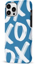 xoxo Wildhearts Can't Talk Now Blue - Double Layer hoesje - Blauw hoesje geschikt voor iPhone 11 Pro Max - Beschermhoesje case geschikt voor iPhone 11 Pro Max hoesje blauw - Tekst blauw - wit