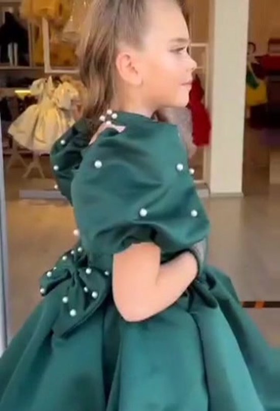 meisje feestjurk groen kerst feestjurk prinsessenjurk voor kerst