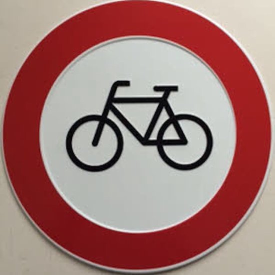 Verboden Voor Fietsen Bord / 30 cm / Aluminium