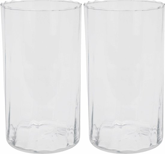 HS Collection - Bloemen vaas - 2x stuks - glas - transparant - H22 cm