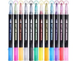 Glitterstiften Kleurstiften Glitterpennen  - Metallic Outline Markers Pennen - 12 kleuren