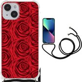 GSM Hoesje Geschikt voor iPhone 14 Anti Shock Case met transparante rand Red Roses