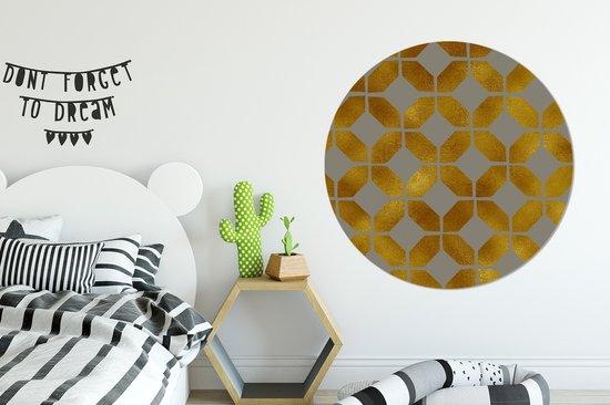 WallCircle - Wandcirkel ⌀ 140 - Patronen - Goud - Luxe - Ronde schilderijen woonkamer - Wandbord rond - Muurdecoratie cirkel - Kamer decoratie binnen - Wanddecoratie muurcirkel - Woonaccessoires
