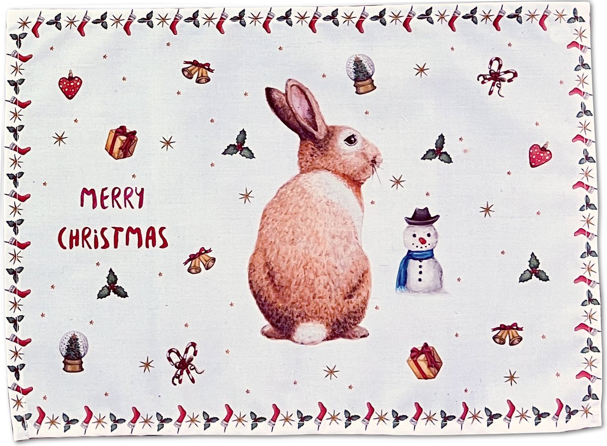 kerst placemat konijn kerstmis tafelversiering textiel kerst