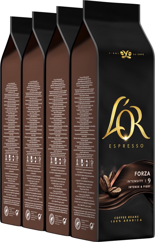 L'OR Espresso Forza Koffiebonen - Intensiteit 9/12 - 4 x 500 gram