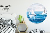 WallCircle - Wandcirkel - Muurcirkel - Schilderij - Olieverf - Boot - Water - Aluminium - Dibond - ⌀ 140 cm - Binnen en Buiten