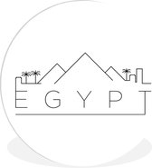 WallCircle - Wandcirkel ⌀ 140 - Skyline "Egypte" zwart op wit - Ronde schilderijen woonkamer - Wandbord rond - Muurdecoratie cirkel - Kamer decoratie binnen - Wanddecoratie muurcirkel - Woonaccessoires