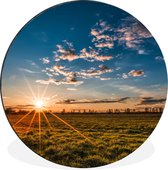WallCircle - Cercle Mural - Cercle Mural - Coucher de Soleil - Nature - Nuages - Herbe - Aluminium - Dibond - 90x90 cm - Intérieur et Extérieur