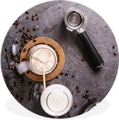 WallCircle - Wandcirkel ⌀ 60 - Melk - Koffiebonen - Keuken - Koffiefilter - Ronde schilderijen woonkamer - Wandbord rond - Muurdecoratie cirkel - Kamer decoratie binnen - Wanddecoratie muurcirkel - Woonaccessoires