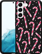 Galaxy S22 Hoesje Zwart Snoepstokken - Designed by Cazy