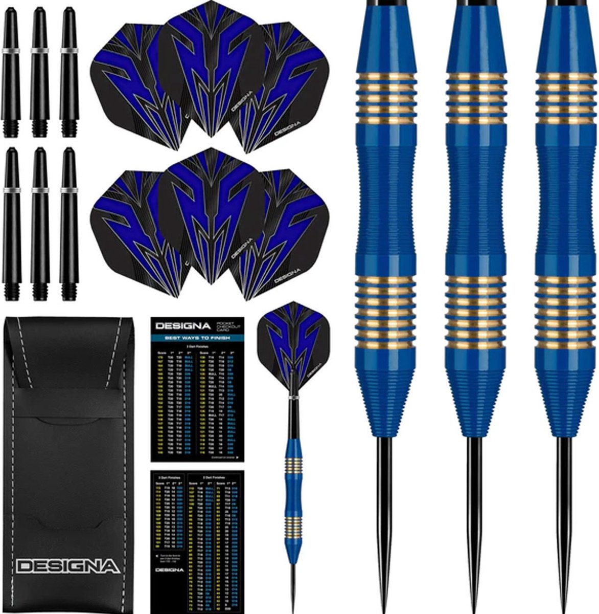 DESIGNA Mako Darts - Steel Tip Electro Brass - Micro Grip - Blue
