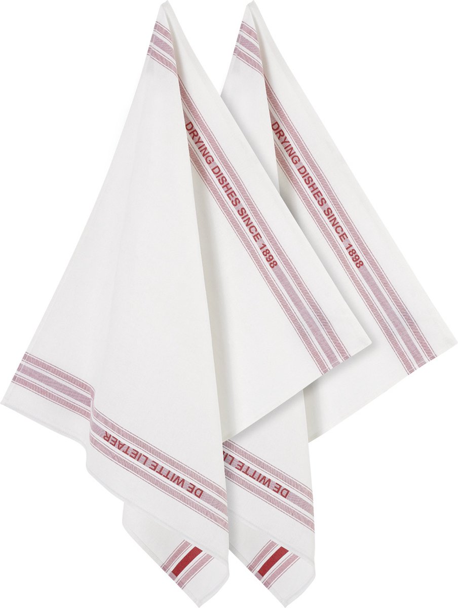 De Witte Lietaer Theedoek Dish, Rood - 2 stuks - 65 x 70 cm - Katoen/Linnen