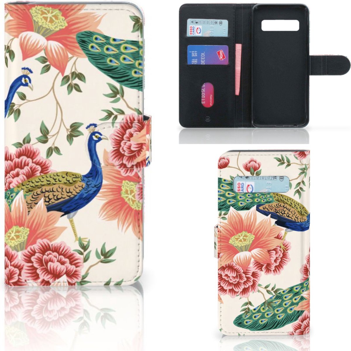Telefoonhoesje met Pasjes voor Samsung Galaxy S10 Pink Peacock