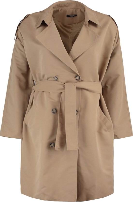 Trendyol Trench-coat à double boutonnage à manches Grandes tailles pour femme