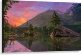 WallClassics - Toile - Lac à Bos en Montagnes - 120x80 cm Photo sur Toile Peinture (Décoration murale sur Toile)
