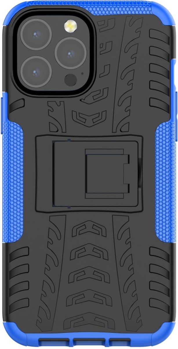 Peachy Shockproof TPU met stevig hoesje geschikt voor iPhone 13 Pro Max - blauw en zwart