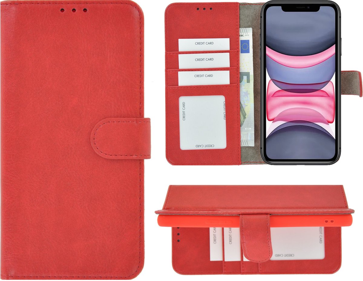 Hoesje Geschikt voor iPhone 11 - iPhone 11 Book Case Wallet Rood Cover