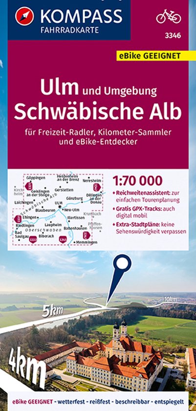 KOMPASS Fahrradkarte 3346 Ulm und Umgebung, Schwäbische Alb - cover