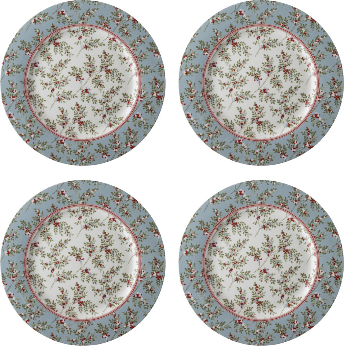 Laura Ashley Stockbridge Collectables Bordenset 4 persoons servies - Kerstservies - Geschenkverpakking - Ø 23 cm