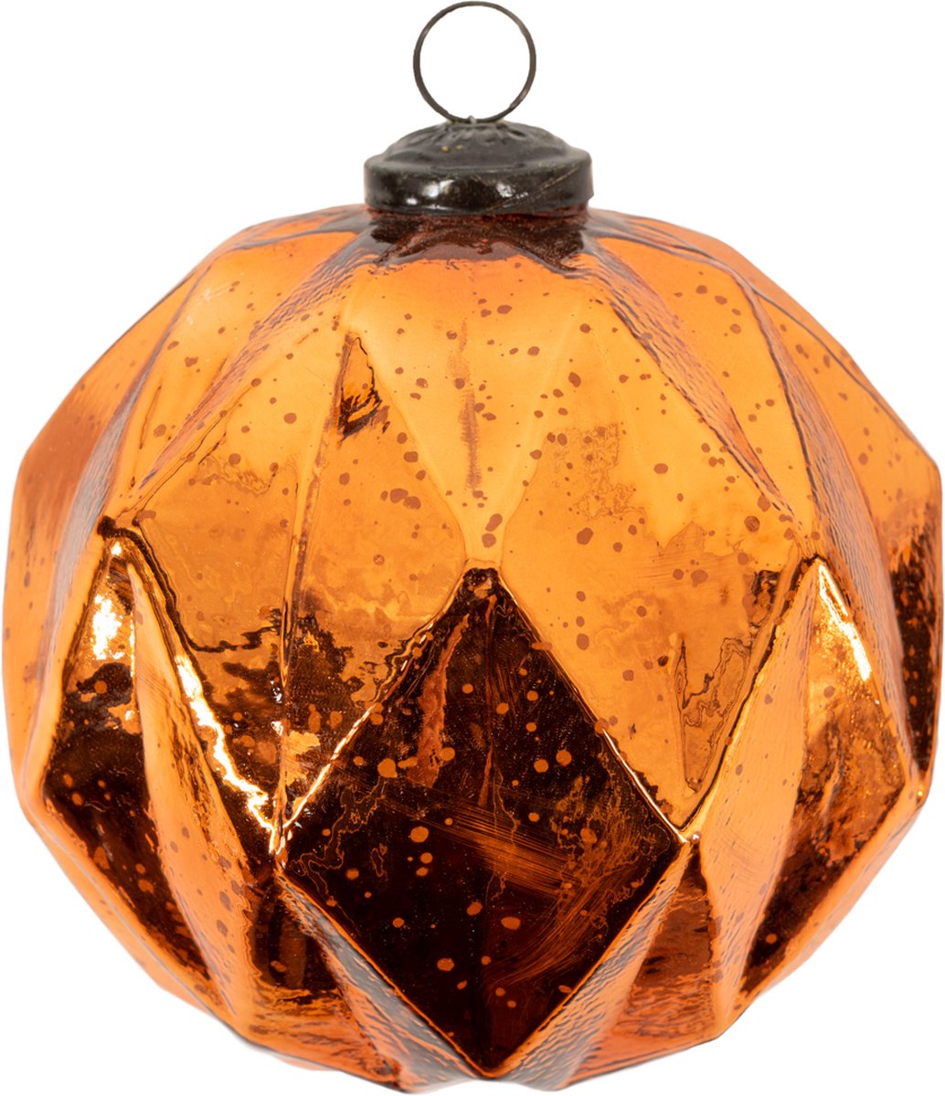 Glazen kerstbal copper - kerstornament - kerstversiering koper - glazen kerstdecoratie