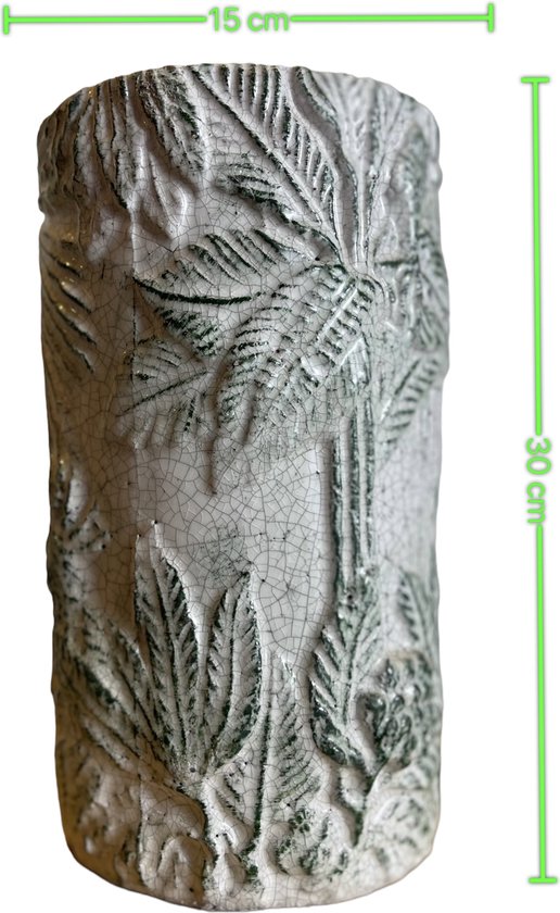 Seta Fiori - Vase PTMD - Céramique grossière - vert olive - 30 cm