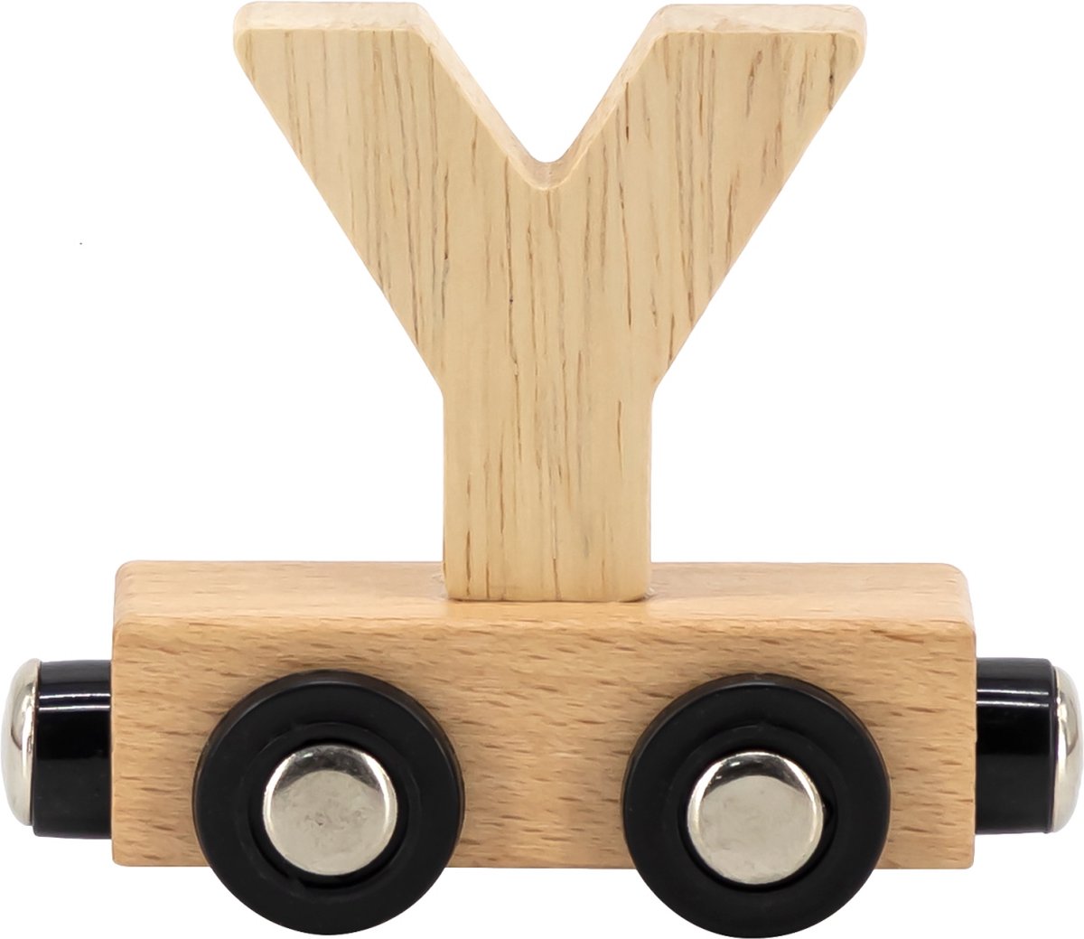 Tryco Houten Naturel Lettertrein Letter Y - Letterwagon voor Woorden en Naamtreinen - Stimuleert Creativiteit en Motoriek - Vanaf 3 Jaar