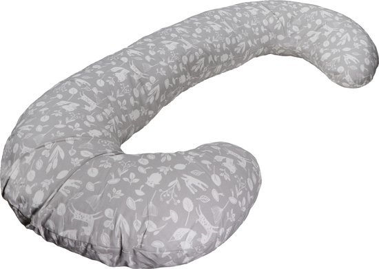 Voedingskussen - MamaLoes Botanical Animals Grijs C-vorm Voedingskussen ML020410