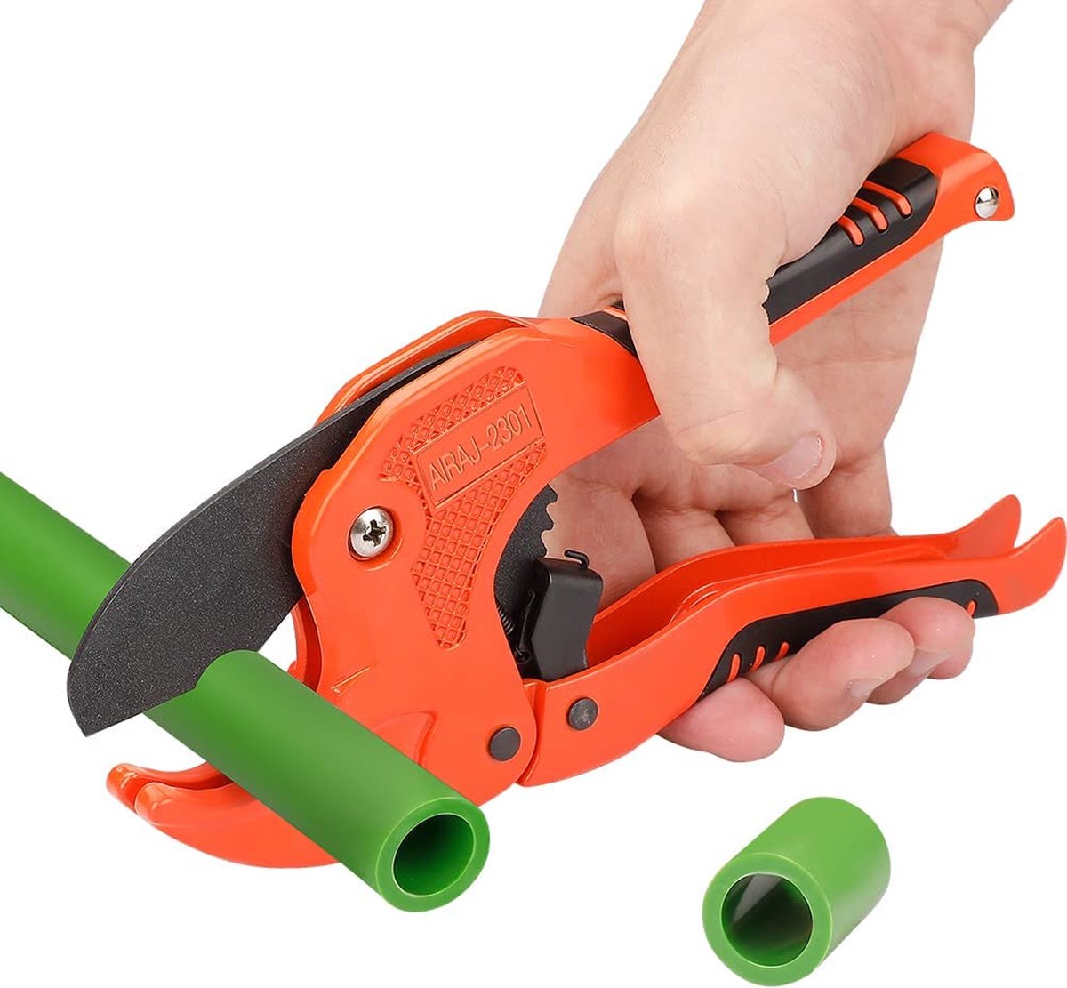 AIRAJ Ratchet PVC Pipe Cutter - Cuts Up To 2-1/2 Inch Plastic Pipes With SK5 Steel Blades
