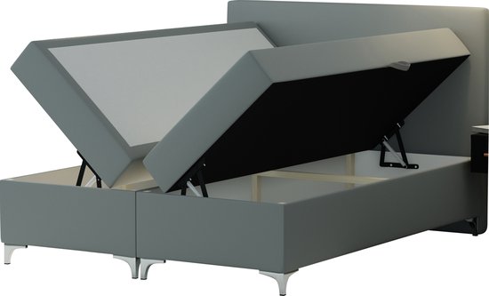 Springcrest® Luxe Boxspringset met Opbergruimte - Bed - 140x200 cm - Lichtgrijs